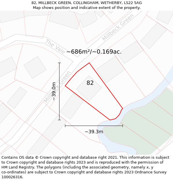 82, MILLBECK GREEN, COLLINGHAM, WETHERBY, LS22 5AG: Plot and title map