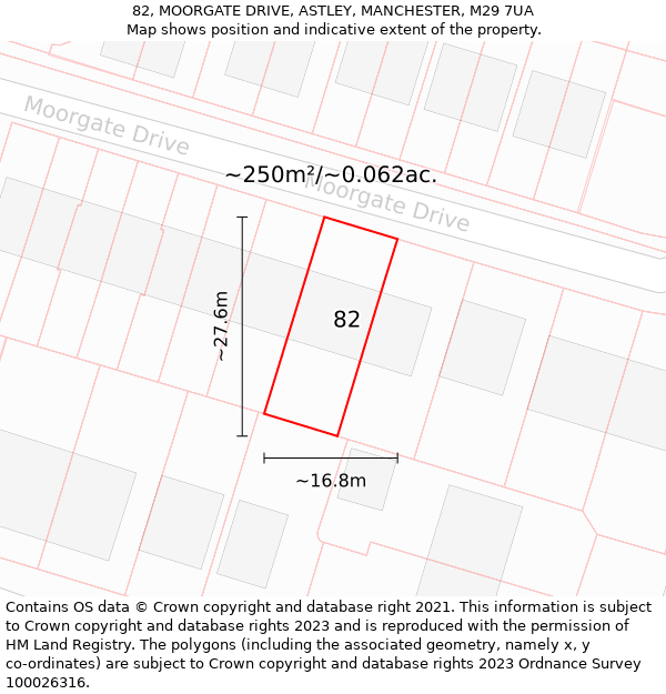 82, MOORGATE DRIVE, ASTLEY, MANCHESTER, M29 7UA: Plot and title map