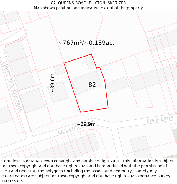 82, QUEENS ROAD, BUXTON, SK17 7ER: Plot and title map