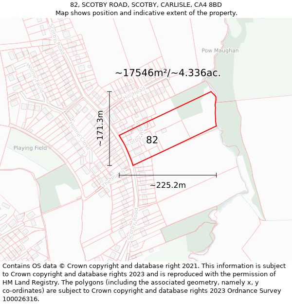 82, SCOTBY ROAD, SCOTBY, CARLISLE, CA4 8BD: Plot and title map