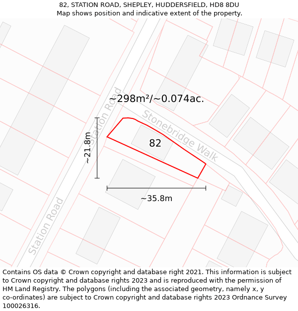 82, STATION ROAD, SHEPLEY, HUDDERSFIELD, HD8 8DU: Plot and title map