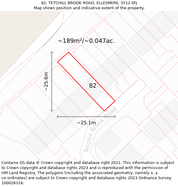 82, TETCHILL BROOK ROAD, ELLESMERE, SY12 0FJ: Plot and title map