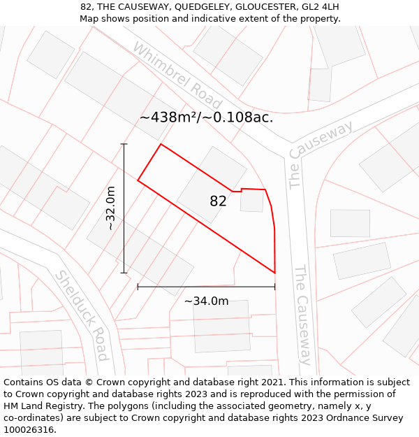 82, THE CAUSEWAY, QUEDGELEY, GLOUCESTER, GL2 4LH: Plot and title map