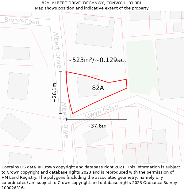 82A, ALBERT DRIVE, DEGANWY, CONWY, LL31 9RL: Plot and title map