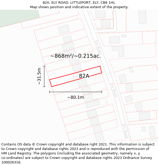 82A, ELY ROAD, LITTLEPORT, ELY, CB6 1HL: Plot and title map