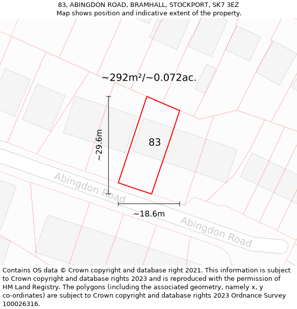 83, ABINGDON ROAD, BRAMHALL, STOCKPORT, SK7 3EZ: Plot and title map