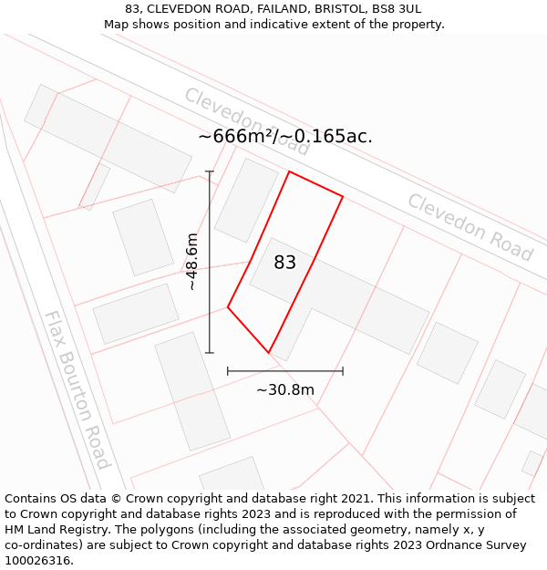 83, CLEVEDON ROAD, FAILAND, BRISTOL, BS8 3UL: Plot and title map