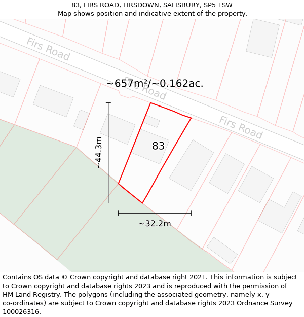 83, FIRS ROAD, FIRSDOWN, SALISBURY, SP5 1SW: Plot and title map