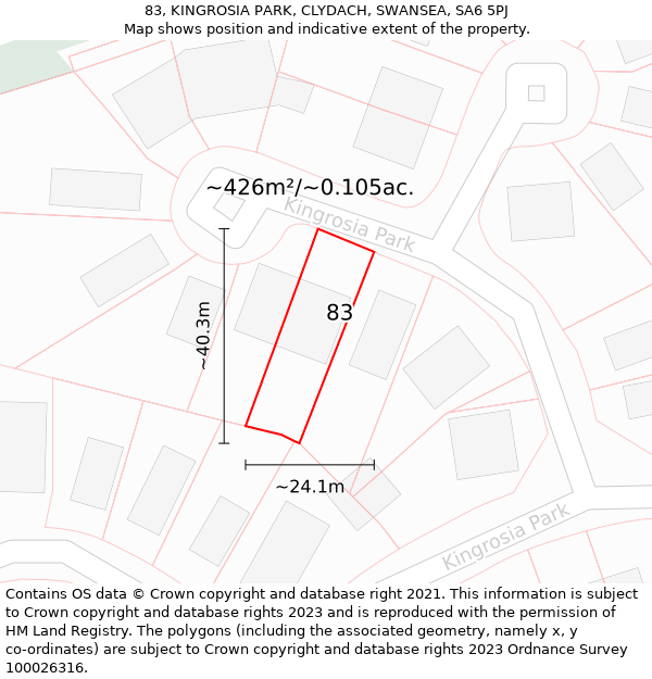 83, KINGROSIA PARK, CLYDACH, SWANSEA, SA6 5PJ: Plot and title map