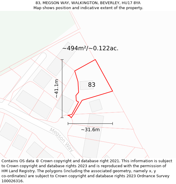 83, MEGSON WAY, WALKINGTON, BEVERLEY, HU17 8YA: Plot and title map