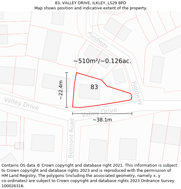 83, VALLEY DRIVE, ILKLEY, LS29 8PD: Plot and title map