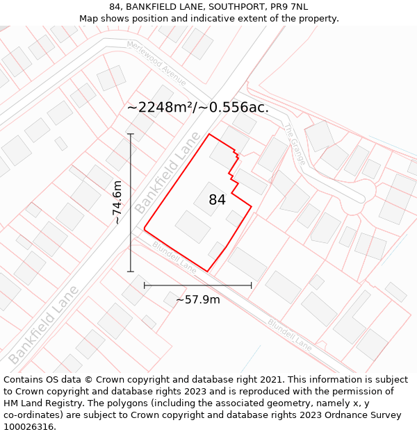 84, BANKFIELD LANE, SOUTHPORT, PR9 7NL: Plot and title map