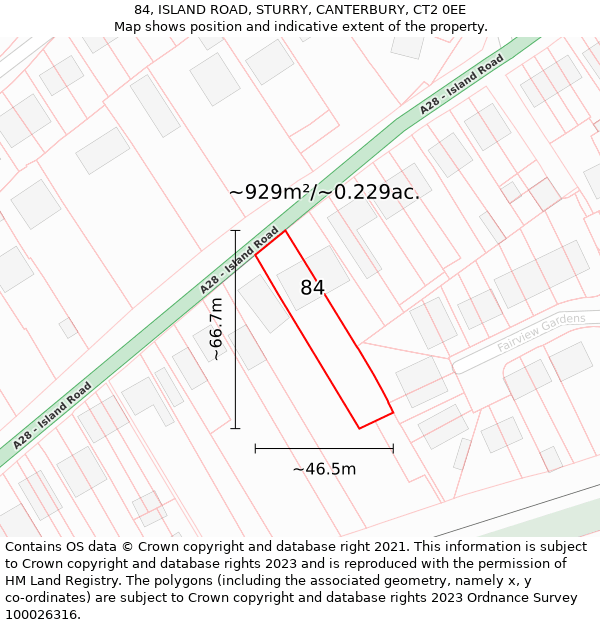 84, ISLAND ROAD, STURRY, CANTERBURY, CT2 0EE: Plot and title map