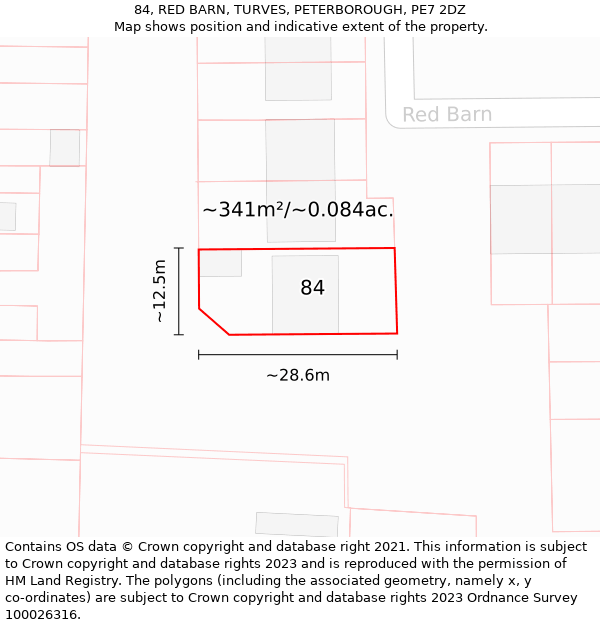 84, RED BARN, TURVES, PETERBOROUGH, PE7 2DZ: Plot and title map