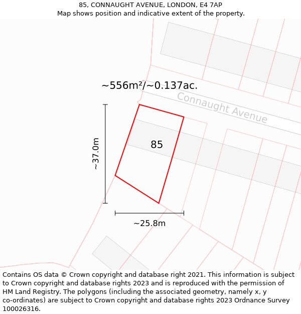 85, CONNAUGHT AVENUE, LONDON, E4 7AP: Plot and title map