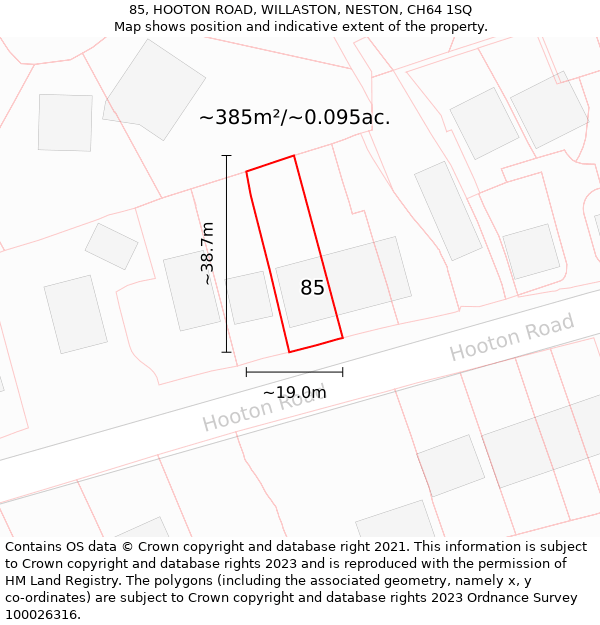 85, HOOTON ROAD, WILLASTON, NESTON, CH64 1SQ: Plot and title map