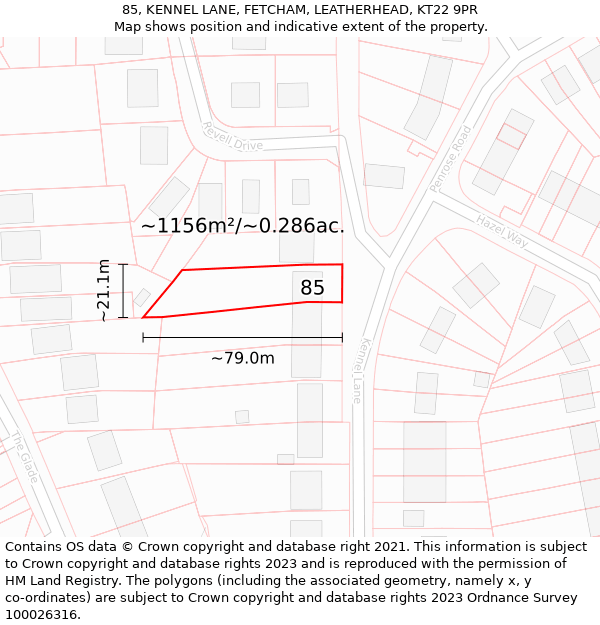 85, KENNEL LANE, FETCHAM, LEATHERHEAD, KT22 9PR: Plot and title map