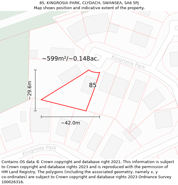 85, KINGROSIA PARK, CLYDACH, SWANSEA, SA6 5PJ: Plot and title map