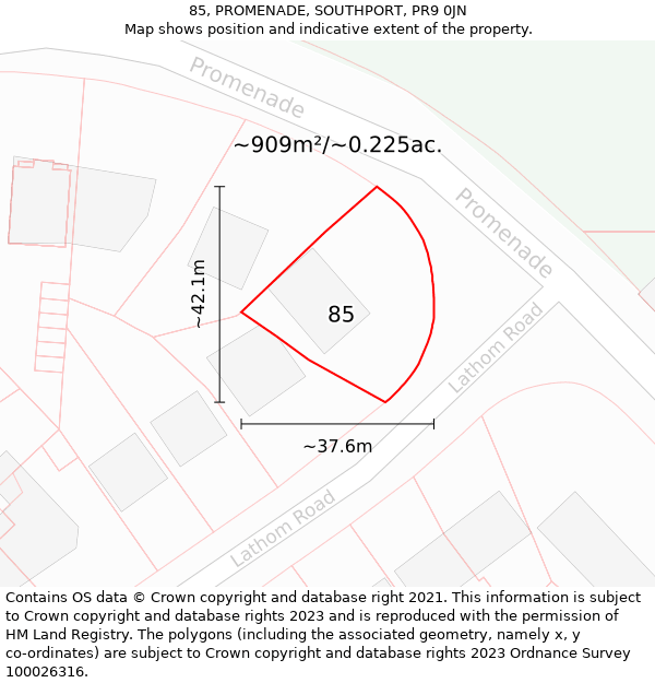 85, PROMENADE, SOUTHPORT, PR9 0JN: Plot and title map