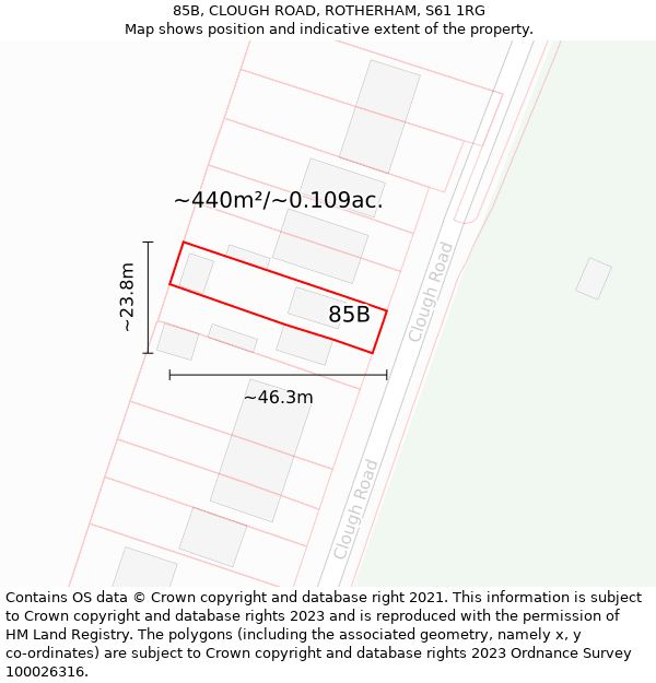 85B, CLOUGH ROAD, ROTHERHAM, S61 1RG: Plot and title map