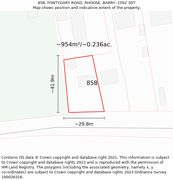 85B, FONTYGARY ROAD, RHOOSE, BARRY, CF62 3DT: Plot and title map