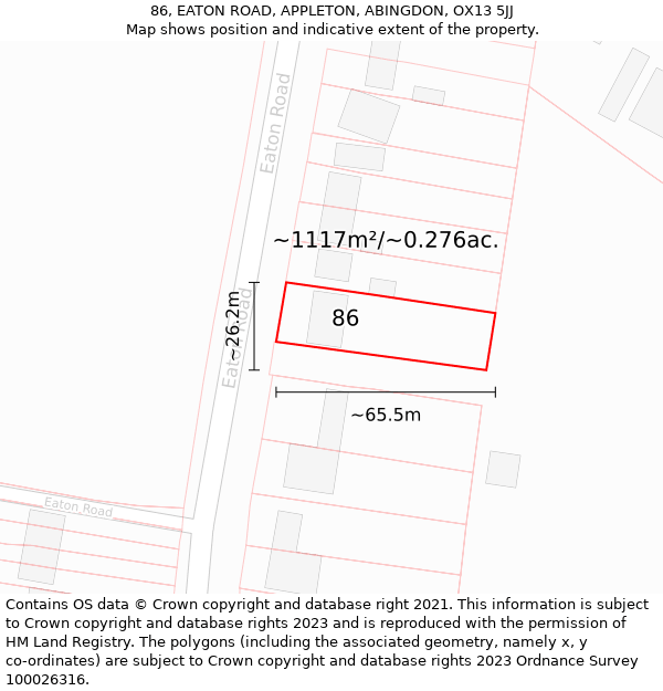 86, EATON ROAD, APPLETON, ABINGDON, OX13 5JJ: Plot and title map