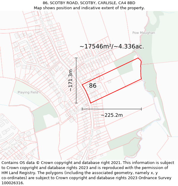 86, SCOTBY ROAD, SCOTBY, CARLISLE, CA4 8BD: Plot and title map