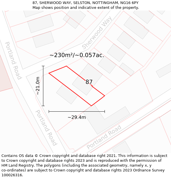 87, SHERWOOD WAY, SELSTON, NOTTINGHAM, NG16 6PY: Plot and title map