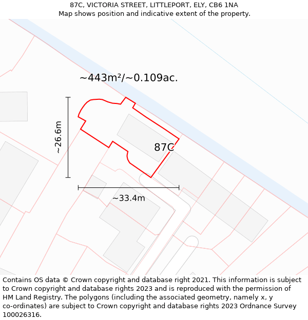 87C, VICTORIA STREET, LITTLEPORT, ELY, CB6 1NA: Plot and title map