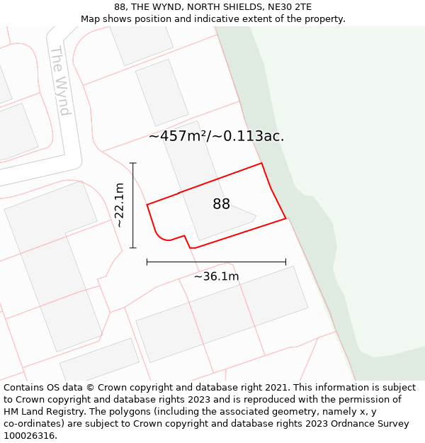 88, THE WYND, NORTH SHIELDS, NE30 2TE: Plot and title map