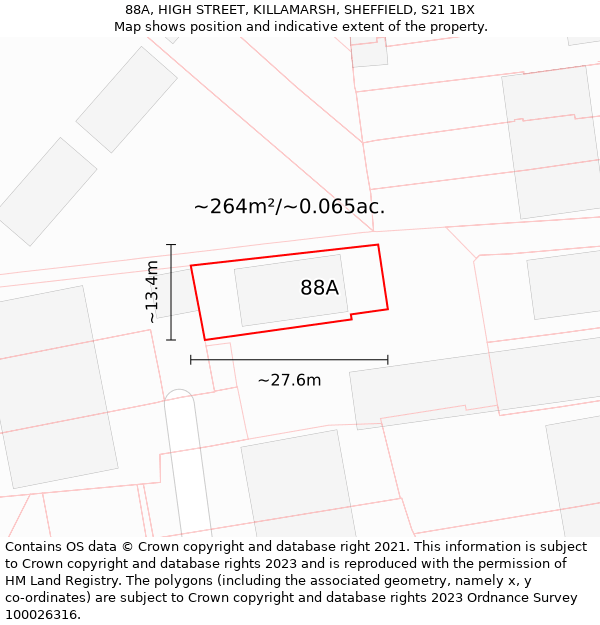 88A, HIGH STREET, KILLAMARSH, SHEFFIELD, S21 1BX: Plot and title map