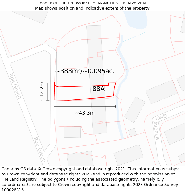 88A, ROE GREEN, WORSLEY, MANCHESTER, M28 2RN: Plot and title map