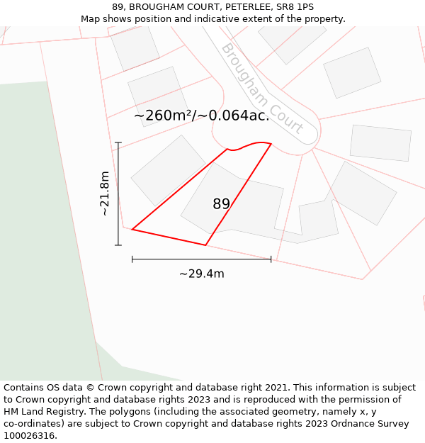 89, BROUGHAM COURT, PETERLEE, SR8 1PS: Plot and title map