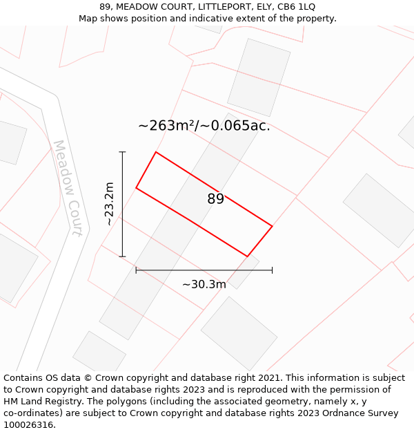 89, MEADOW COURT, LITTLEPORT, ELY, CB6 1LQ: Plot and title map