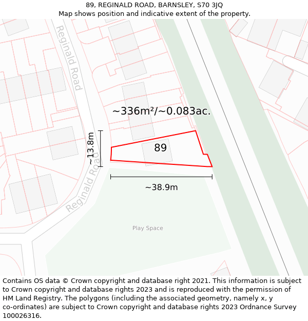 89, REGINALD ROAD, BARNSLEY, S70 3JQ: Plot and title map