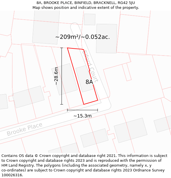 8A, BROOKE PLACE, BINFIELD, BRACKNELL, RG42 5JU: Plot and title map