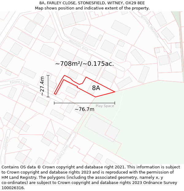 8A, FARLEY CLOSE, STONESFIELD, WITNEY, OX29 8EE: Plot and title map