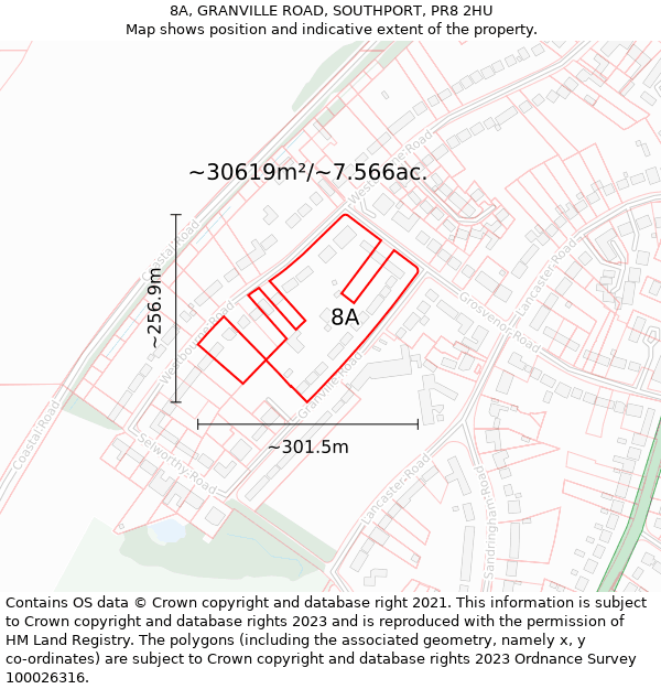 8A, GRANVILLE ROAD, SOUTHPORT, PR8 2HU: Plot and title map