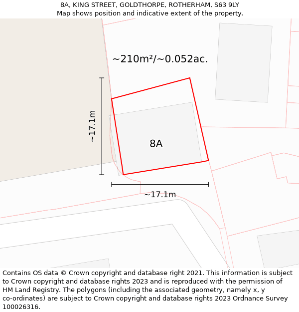 8A, KING STREET, GOLDTHORPE, ROTHERHAM, S63 9LY: Plot and title map