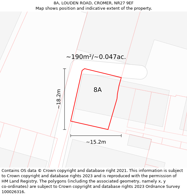 8A, LOUDEN ROAD, CROMER, NR27 9EF: Plot and title map