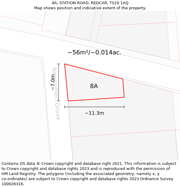 8A, STATION ROAD, REDCAR, TS10 1AQ: Plot and title map