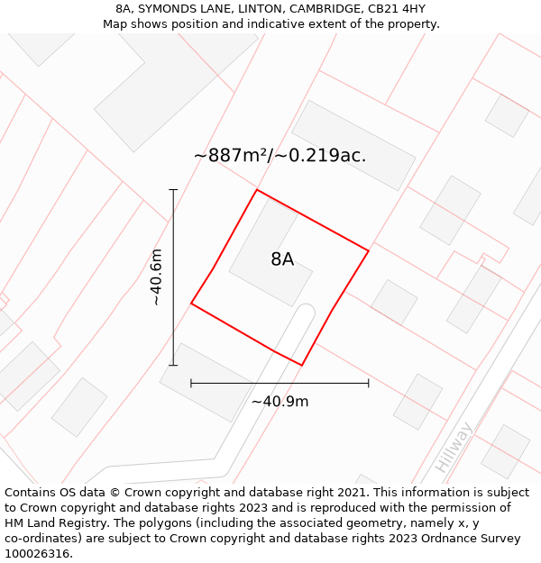 8A, SYMONDS LANE, LINTON, CAMBRIDGE, CB21 4HY: Plot and title map