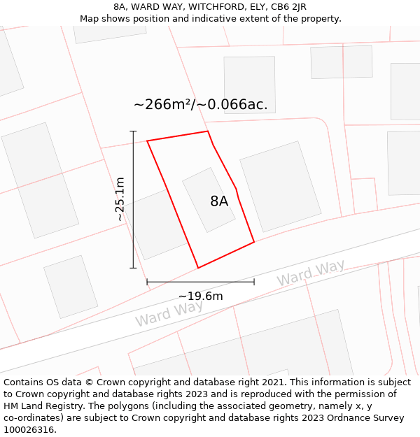 8A, WARD WAY, WITCHFORD, ELY, CB6 2JR: Plot and title map