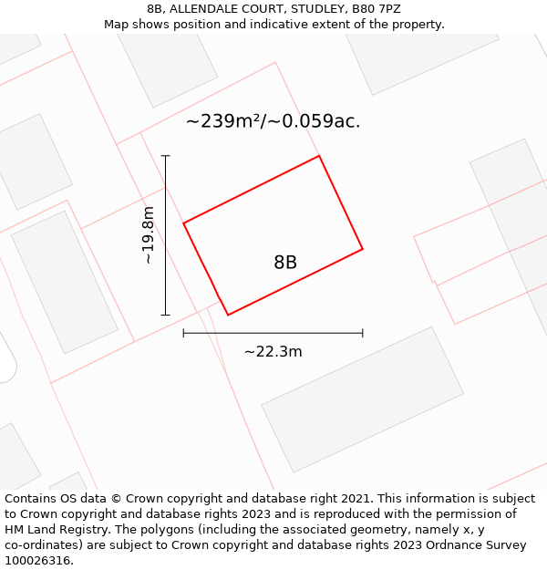 8B, ALLENDALE COURT, STUDLEY, B80 7PZ: Plot and title map