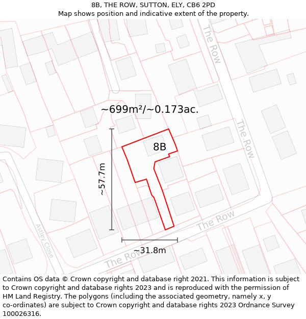 8B, THE ROW, SUTTON, ELY, CB6 2PD: Plot and title map