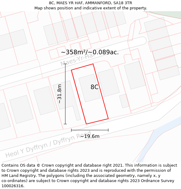 8C, MAES YR HAF, AMMANFORD, SA18 3TR: Plot and title map