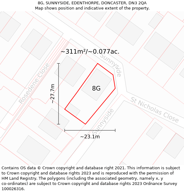 8G, SUNNYSIDE, EDENTHORPE, DONCASTER, DN3 2QA: Plot and title map