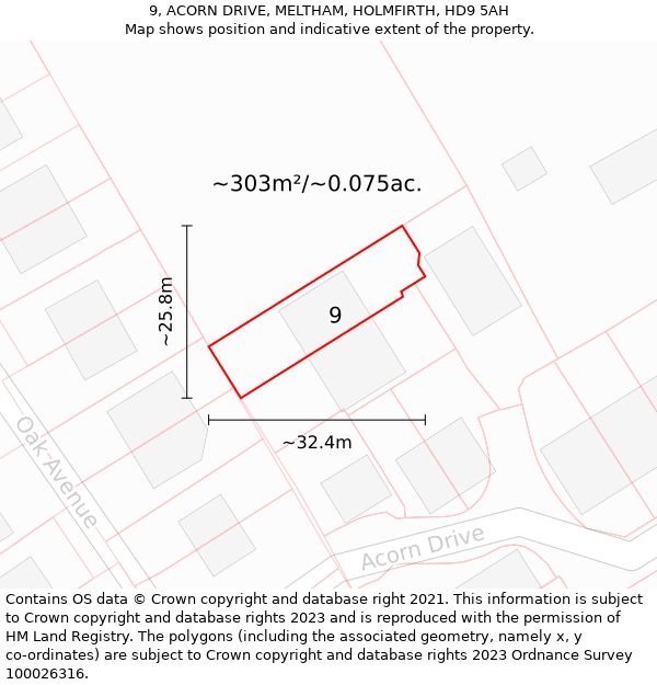 9, ACORN DRIVE, MELTHAM, HOLMFIRTH, HD9 5AH: Plot and title map