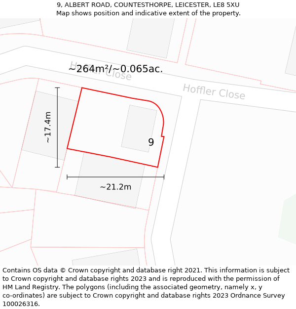 9, ALBERT ROAD, COUNTESTHORPE, LEICESTER, LE8 5XU: Plot and title map