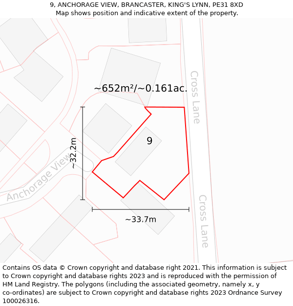 9, ANCHORAGE VIEW, BRANCASTER, KING'S LYNN, PE31 8XD: Plot and title map